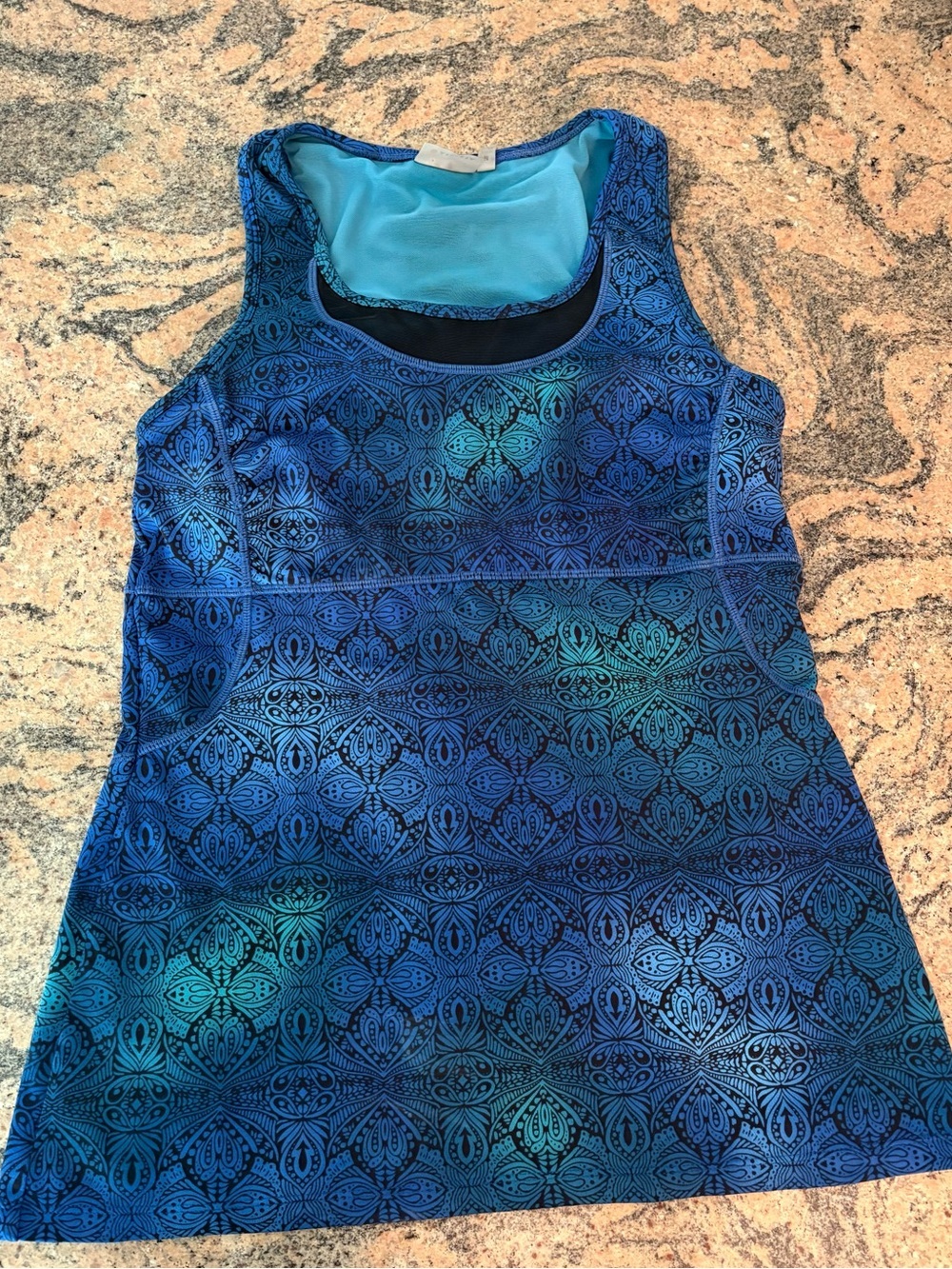 Athleta Paisley Print Sleeveless RacerbackTank Top withBuilt-in Shelf BraSize M